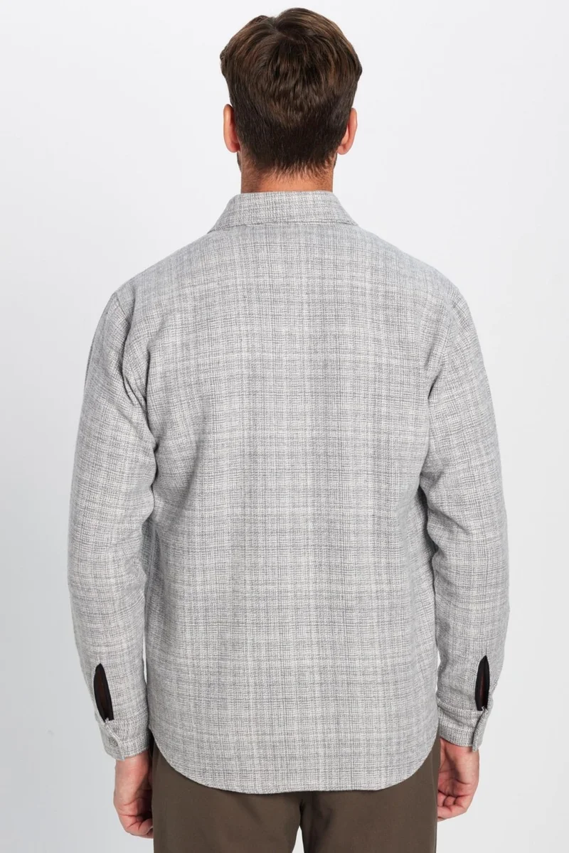 تودورس Men's Classic Fit Regular Cut Lumberjack Single Pocket Dobby Gray Winter Shirt