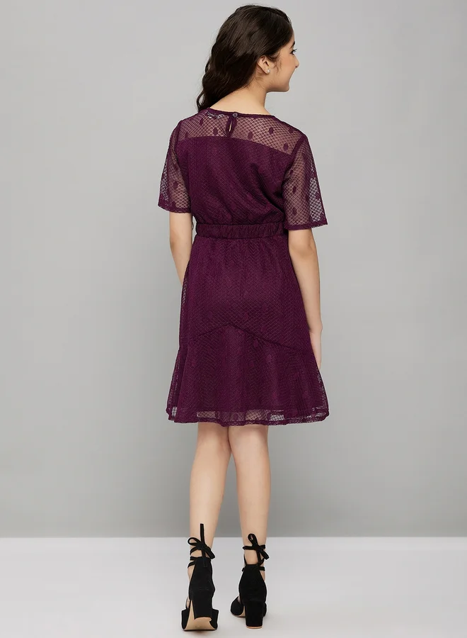 Stylo Bug Stylo Bug Solid V Neck Fit and Flare Dress