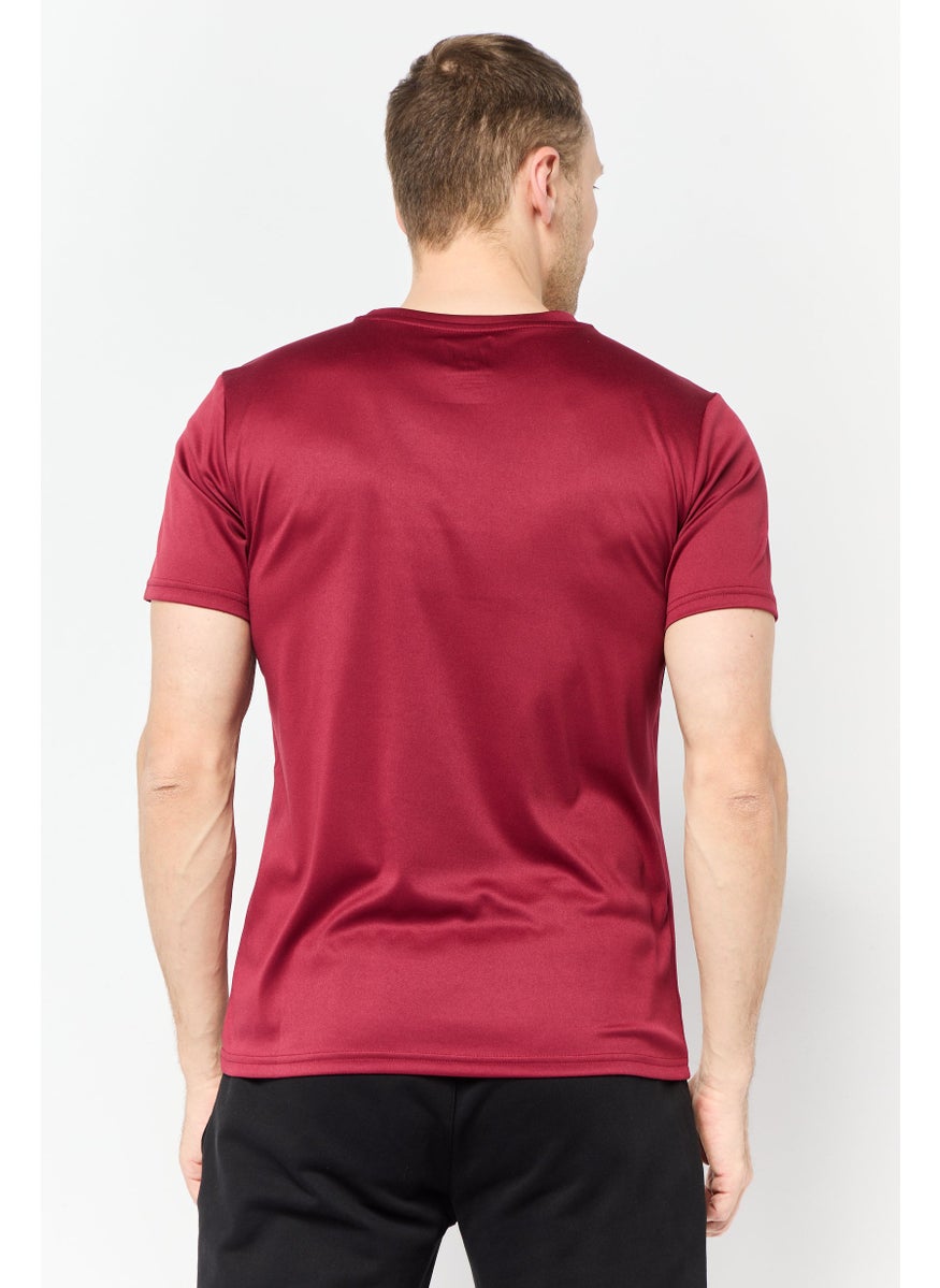 TapouT Men Sportswear Fit Short Sleeves Running T-Shirt, Maroon  - Image 3