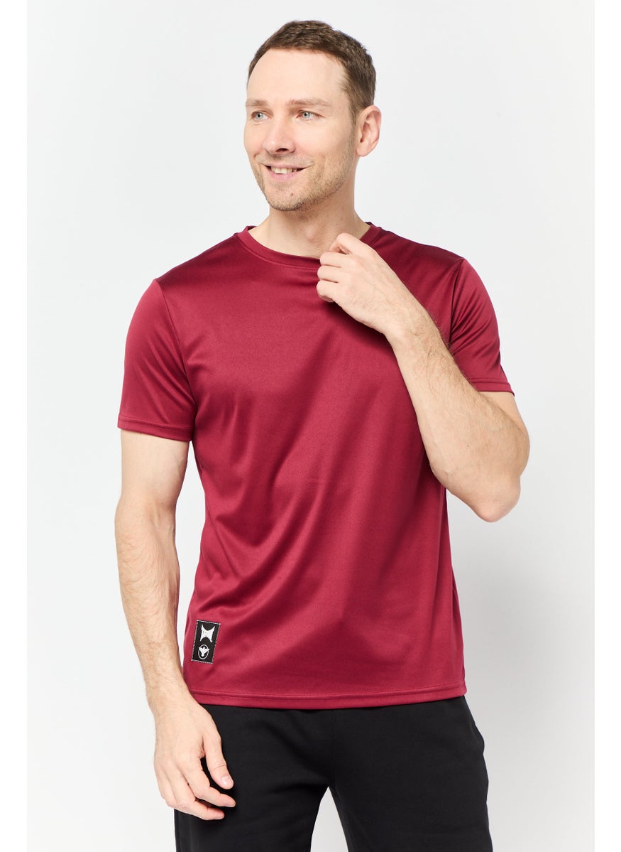 TapouT Men Sportswear Fit Short Sleeves Running T-Shirt, Maroon  - Image 1