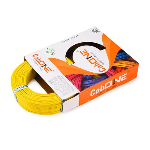 CabONE Lite 0.75 Sq mm Electrical Wire - 90m Blue Single Core CCA Copper Wire | Fire Retardant PVC Insulation for Domestic Wiring Yellow - Image 2