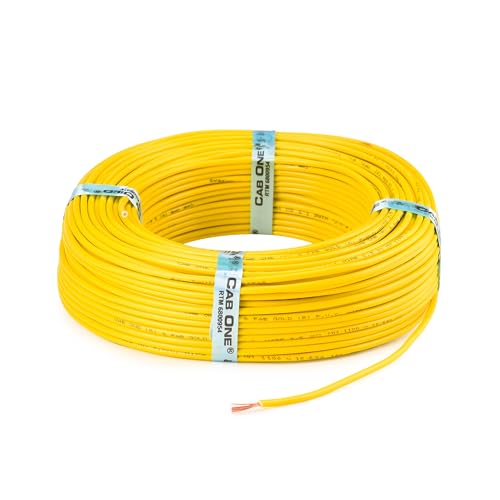 CabONE Lite 0.75 Sq mm Electrical Wire - 90m Blue Single Core CCA Copper Wire | Fire Retardant PVC Insulation for Domestic Wiring Yellow - Image 3