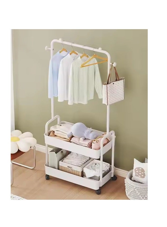 Loquat Coat Rack Freestanding With 2 Tier Rack Lightweight Metal Shoe Rack Organizer Multifunctional Coat Hanger Stand Shoe Shelf For Apartment Bedroom Dorm And Entryway White - Image 4
