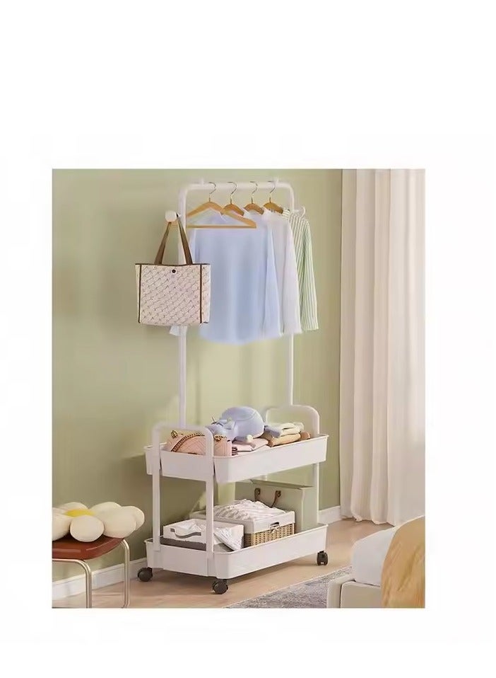 Loquat Coat Rack Freestanding With 2 Tier Rack Lightweight Metal Shoe Rack Organizer Multifunctional Coat Hanger Stand Shoe Shelf For Apartment Bedroom Dorm And Entryway White - Image 2