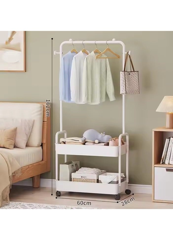 Loquat Coat Rack Freestanding With 2 Tier Rack Lightweight Metal Shoe Rack Organizer Multifunctional Coat Hanger Stand Shoe Shelf For Apartment Bedroom Dorm And Entryway White - Image 1