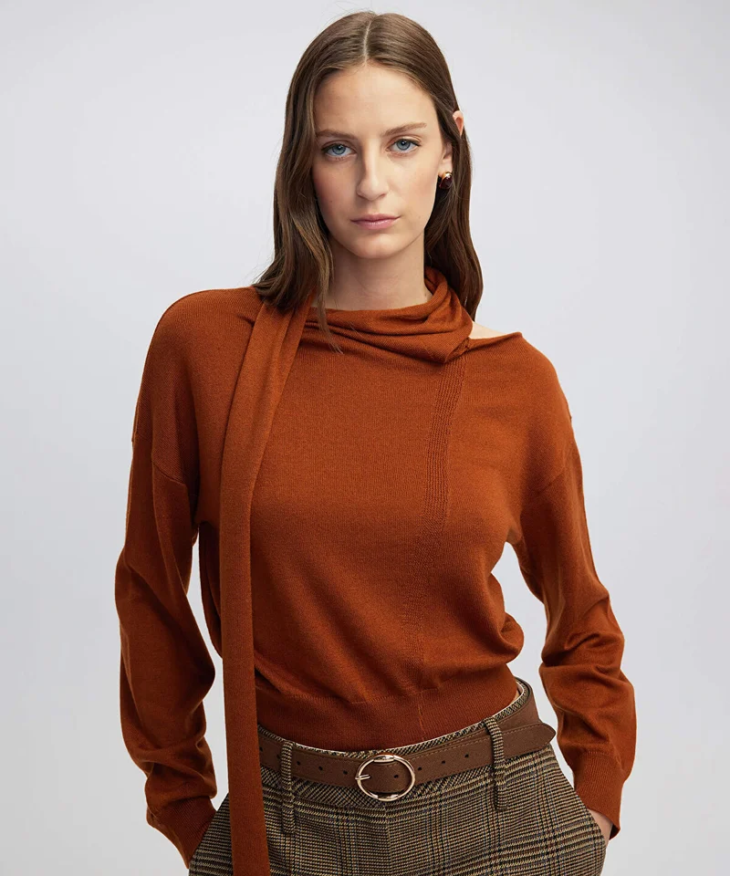 ابيكول Scarf-Effect Knit Sweater