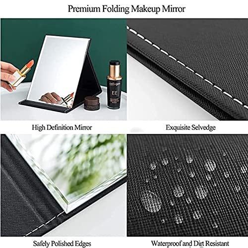 ARQIVO Mirror, Desktop Mirror, Creative Folding PU Leather Makeup Mirror, Smart Portable Mirror, Desktop Folding Mirror with Stand, Simple Fashion Black Mirror (Pack of 1) - Image 5