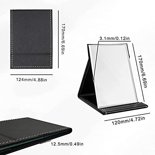 ARQIVO Mirror, Desktop Mirror, Creative Folding PU Leather Makeup Mirror, Smart Portable Mirror, Desktop Folding Mirror with Stand, Simple Fashion Black Mirror (Pack of 1) - Image 2