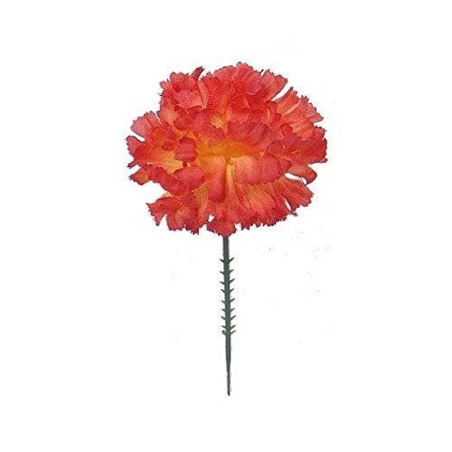Larksilk Orange Real Touch Silk Carnation Picks  100 Count Bulk Artificial Flowers for Weddings DIY Decor  35 Heads 5 Stems