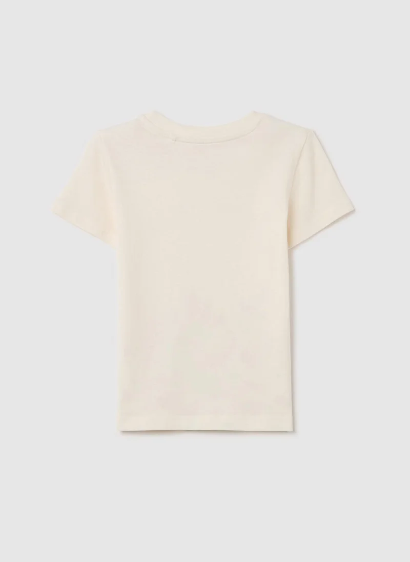 او في اس Cotton T-Shirt With Print