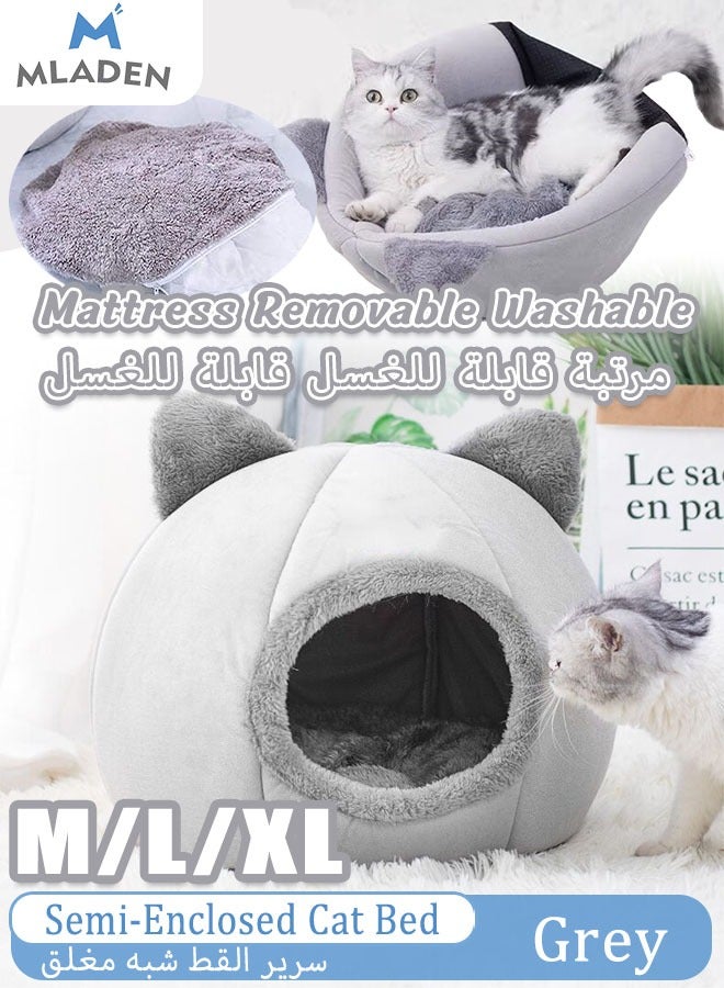MLADEN Cat Bed Tent for Cats Small Dogs Pet Bed for Cats Machine Washable Cat Cave Bed with Anti Slip Water Resistant Bottom Semi Enclosed Cat Bed House Cat Sleeping Cave Cat Cushion Bed - Image 1