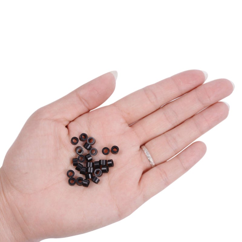 yantaisiyu 200pcs Micro Silicone Rings Hair Extensions Kit I-tip Hair Extension Pliers Micro Pulling Hook Needle Loop Threader and Micro Silicone Links (Black) - Image 2