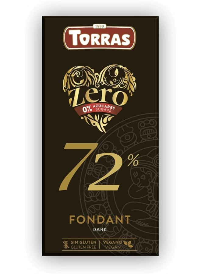 Zero Sugar Free Dark Chocolate 72% - 100g