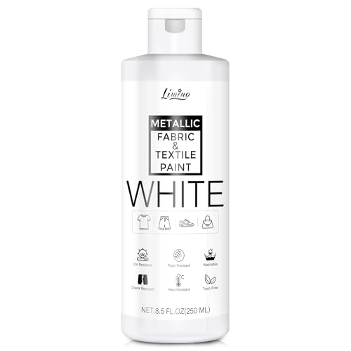 Limino White Fabric Paint - 250ml Textile Paint Permanent for Textile and Leather Clothes, Fabric Coat Paint for DIY Fabric Dye Projects, Washable Clothing Paints for T-shirts, Jeans, Canvas Shoes, Sofa - Image 1