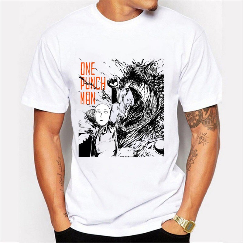 1049 Anime One Punch Superman Fashion Printed Men's T-Shirt Cross-border wish Hot Selling Trendy Men's Short-sleeved Base Shirt - Image 1