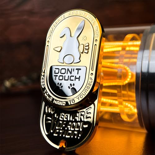 HIDEDC Desperate Rabbit Fidget Slider Metal Fidget Toys Adults Haptic Coin Infinite Rotation Push EDC Fidget Toys Sensory Toy Executive Desk Toy for Keep Focus Stress Relief Gold - Image 5