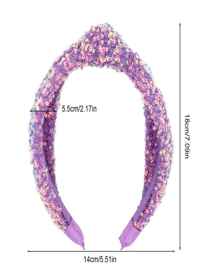 AMCAMI Purple Sequin Knot Headband for Girls, Toddler Headbands, Cute Knotted Hair Bands Baby to Little Girls Hair Accessories Set - Rainbow Birthday Fashion Elastic - Image 2