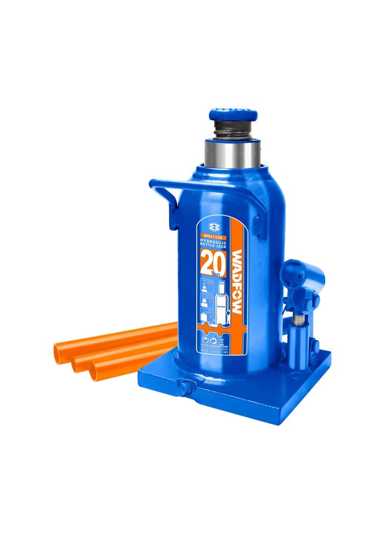 WADFOW 20 Ton Hydraulic Bottle Jack WHJ1520 – Extra Heavy Duty Industrial Lifting Jack with 220mm Min Height, 140mm Hydraulic Stroke & Extension Screw for Heavy Freight Trucks, Agriculture, Mining & Construction