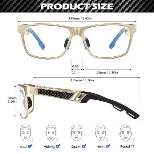 ANYLUV Blue Light Blocking Glasses Men Computer Gaming Glasses Lightweight Al-Mg Metal Anti Eyestrain Eye Protection ChampaignGold Clear - Image 5