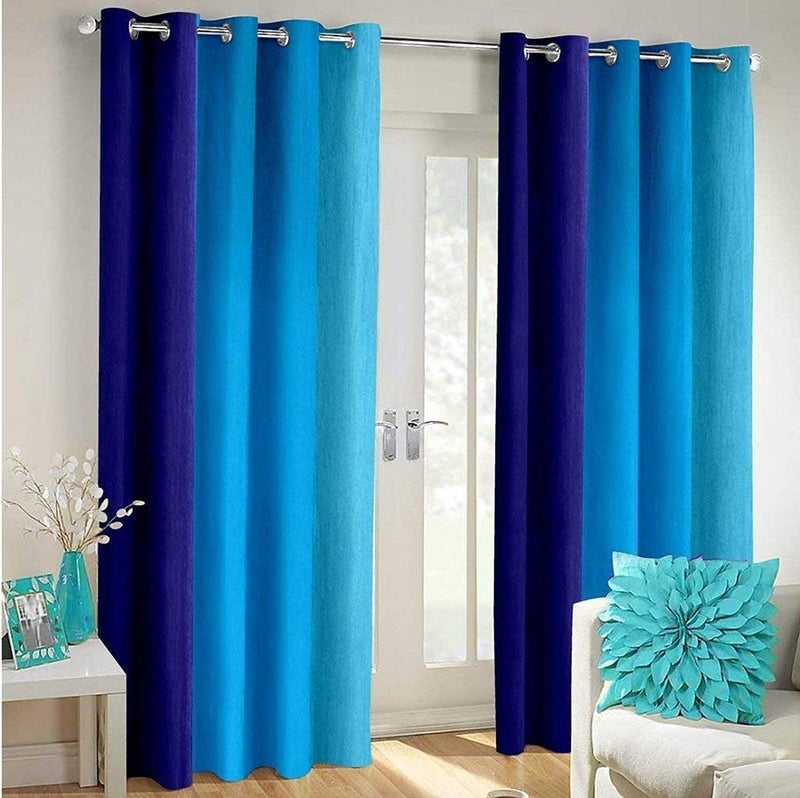 Handloomentic Room Darkening Plain Shaded Color Curtains for DoorWindowDrawing RoomLiving Room Blue 6ft Set of 2 2PCS_Curtain_Blue6ft  - Image 1