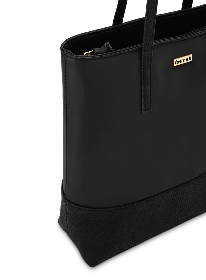 Fastrack Black Work Tote Bag for Women Fits Upto 11" iPad or Tablet | Sleek Everyday Handbag with Spacious Main Compartment, Back Quick-Access Pocket & Magnetic Closure - Image 5