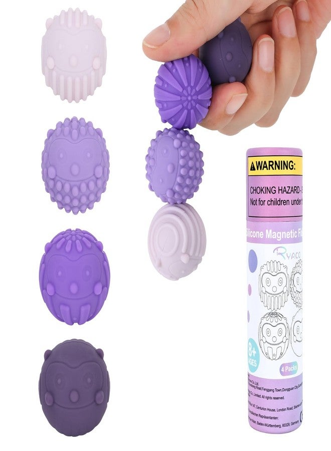 RYACO Magnetic Fidget Balls for Adults & Teens with Autism ADHD Anxiety，4 pcs Texture Silicone Stress Relief Sensory Toys，Quiet Office Desk Fidgets Stocking Stuffers for Calm Down (Purple) - Image 1