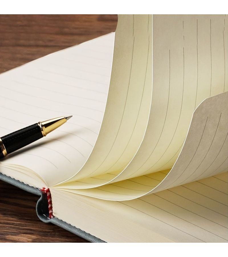 A5 غلاف صلب بلون أزرق سماوي مع جلد سميك جدًا، دفتر ملاحظات فائق السُمك مكون من 200 صفحة، دفتر اجتماعات عملي بلمسة رجعية لطلاب الجامعات - Image 5