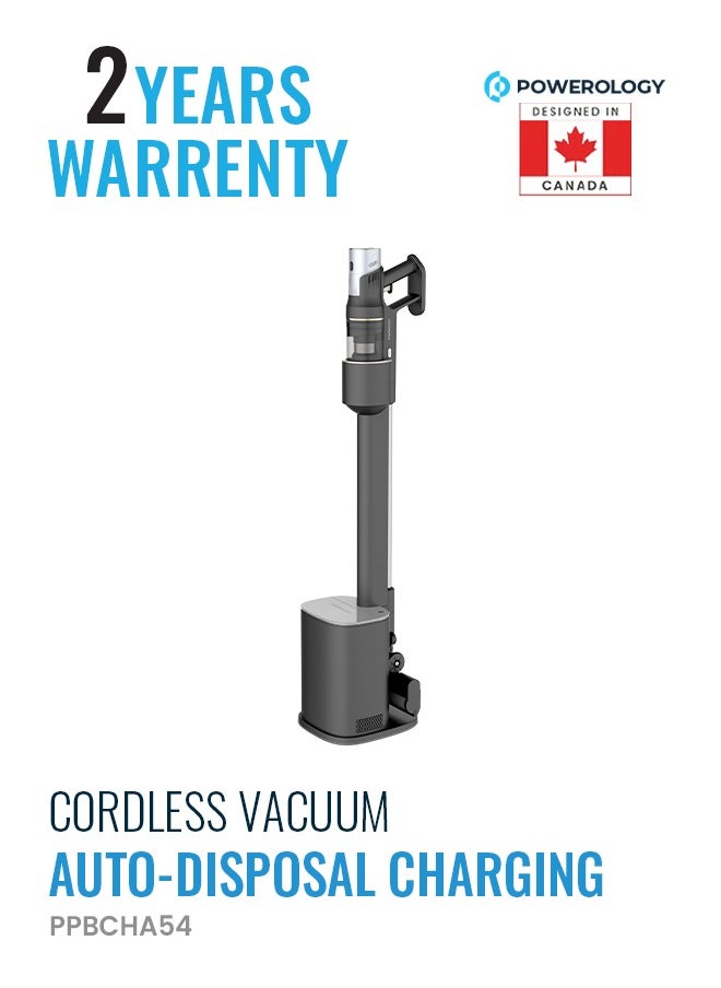 Powerology Cordless Vacuum Cleaner with Dust Auto-Collect Station / Self-Disposal & Cleaning / Easy To Use and Easy to Carry Powerful Stick Vacuum - Black  - Image 1