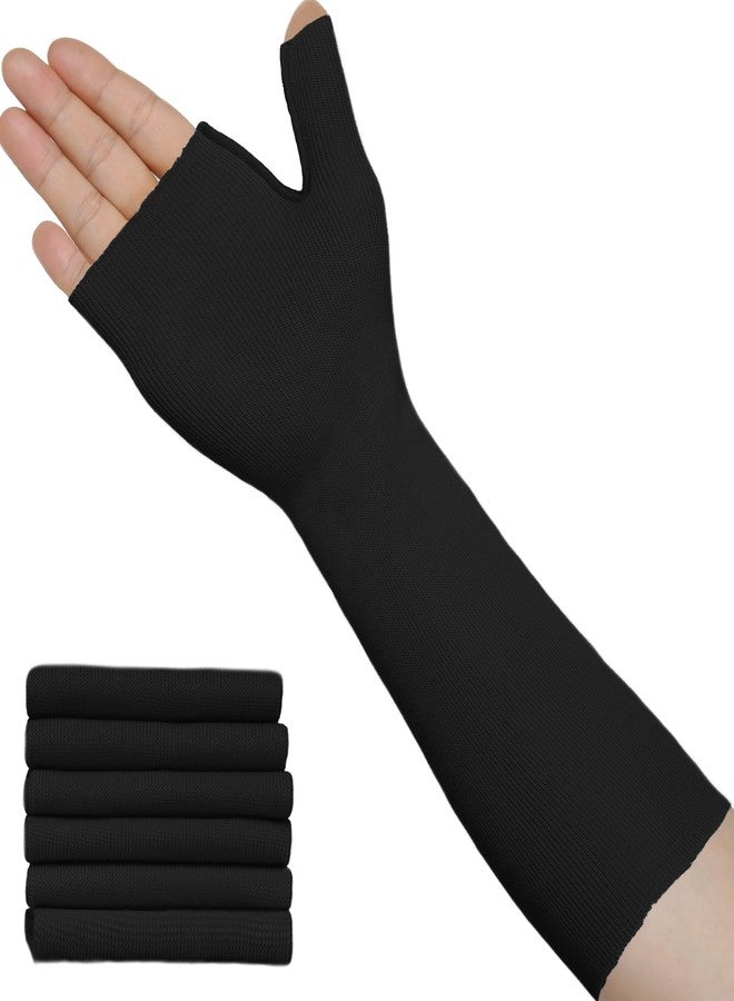 VISKONDA Hand Socks for Splint (Pack of 6) Wrist and Thumb Spica Wrap Liner for Women Men,Arm Cast Cover Stockinette Sleeve for Under Brace Skin friendly protective cover(Black,Medium) - Image 1
