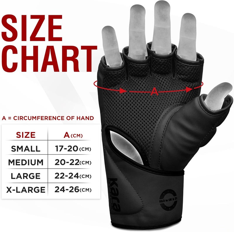 RDX MMA Gloves for Grappling and Sparring - Pre-Curved Martial Arts Mitts with Ventilated Palm -M |Black/Black (GGR-F6MB-M) - Image 4