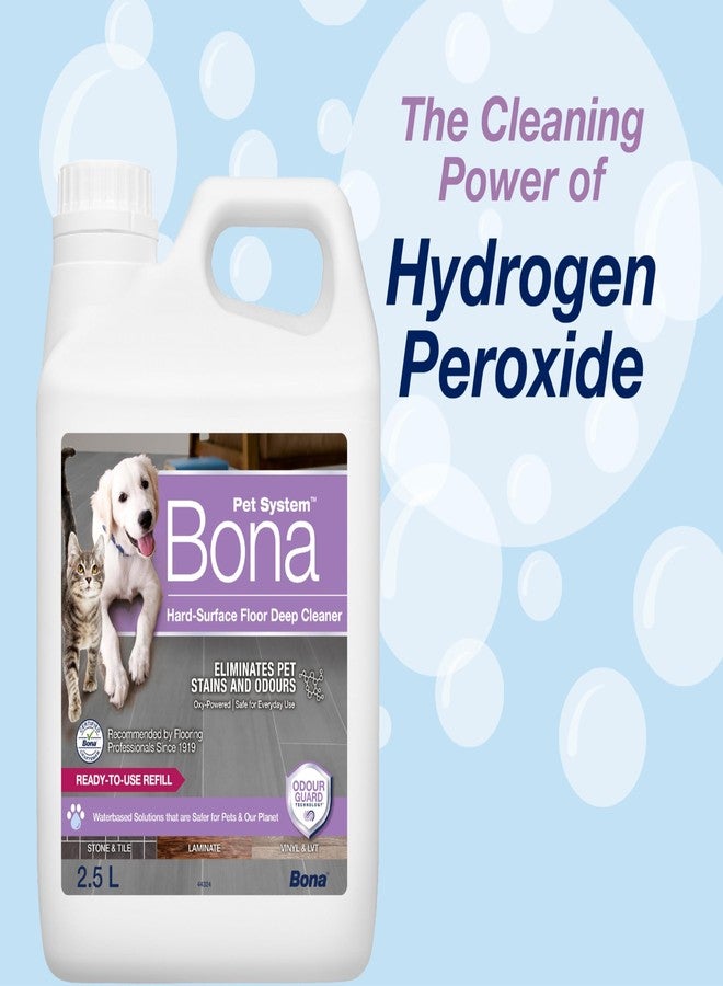 بونا عبوة إعادة تعبئة منظف الأرضيات الصلبة للحيوانات الأليفة من بونا، سعة 2.5 لتر (88 أونصة) - مزيل بقع وروائح البول للرخام والبلاط والحجر وأرضيات الفينيل الفاخرة والباركيه | يزيل آثار أقدام الحيوانات الأليفة والأوساخ | سريع الجفاف وآمن للحيوانات الأليفة - Image 2