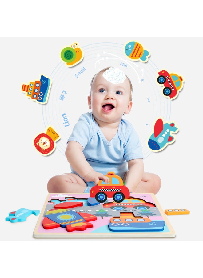 Customized Smart Wood Insect  Ocean  Transportation  Forest Animal Puzzle Children's Zhiyi Early Education Aids-Color:Insects  Oceans  Vehicles  Forest Animals Puzzle - Image 4