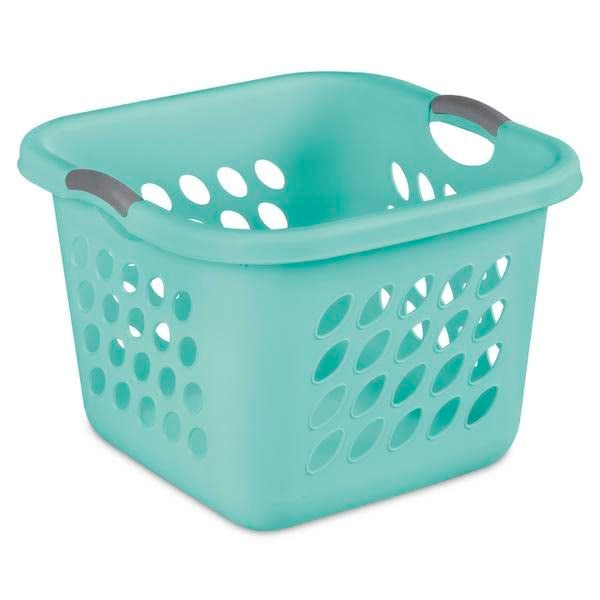Sterilite STERILITE Bushel Ultra Square Laundry Basket Aqua Chrome
