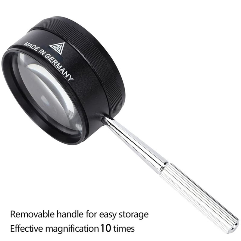 Hilitand Identification Magnifying Glass, 10X x 50mm Metal Magnifying Glass for Identifying Jewelry Stamps - Image 2