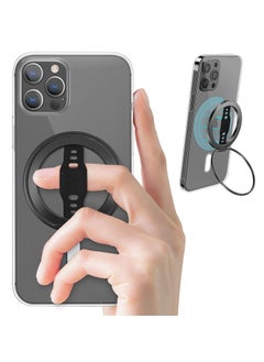MagSafe Wireless Charging Grip Stand, Removable Magnetic Ring, Compatible for iPhone 12/13/14,Support Apple 20W Wireless Charging, Kickstand Loop for iPhone & Android (Black)
