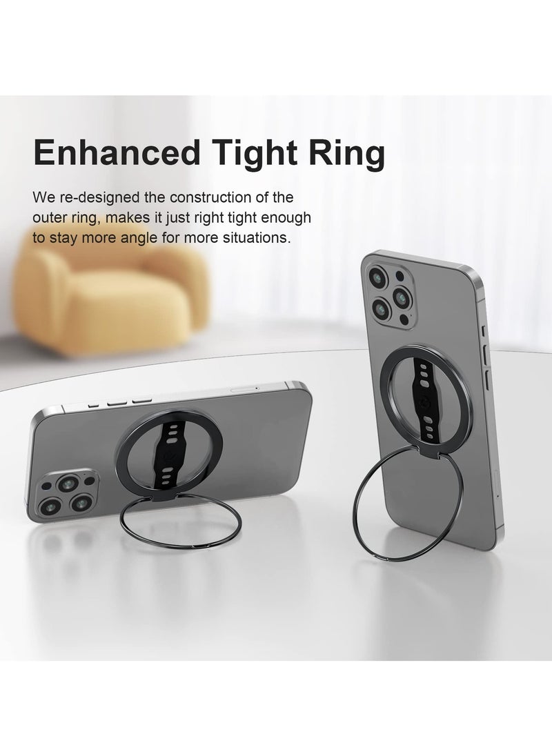 KHAJUL - MagSafe Wireless Charging Grip Stand, Removable Magnetic Ring, Compatible for iPhone 12/13/14,Support Apple 20W Wireless Charging, Kickstand Loop for iPhone & Android (Black) - Image 1