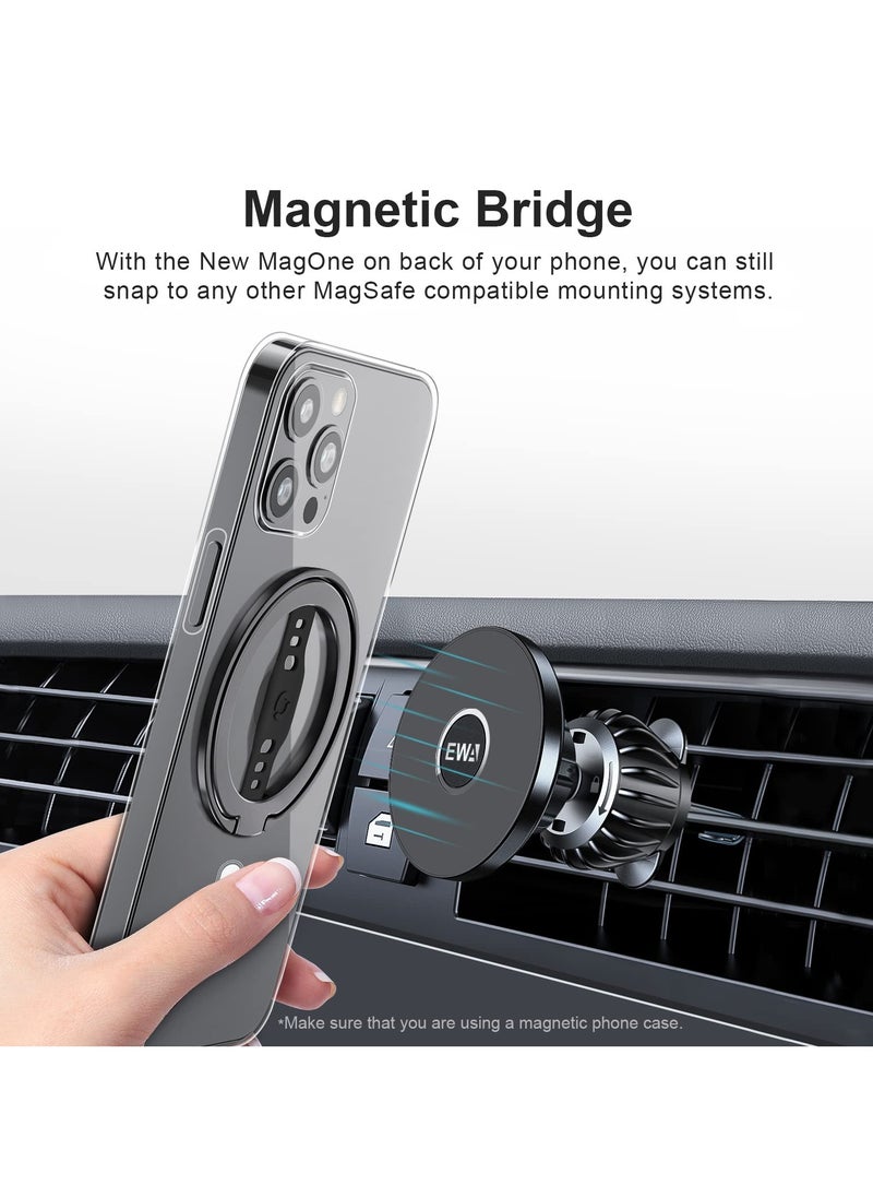 KHAJUL - MagSafe Wireless Charging Grip Stand, Removable Magnetic Ring, Compatible for iPhone 12/13/14,Support Apple 20W Wireless Charging, Kickstand Loop for iPhone & Android (Black) - Image 1