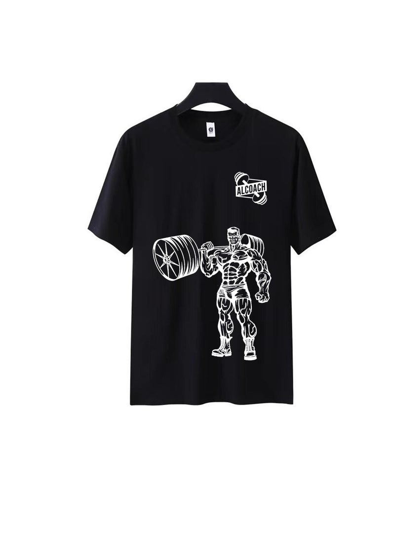 ALCOACH Men's Oversize T-shirt - ALCOACH - NEVER GIVE UP  Printed for exercise, gym and bodybuilding  - Image 2