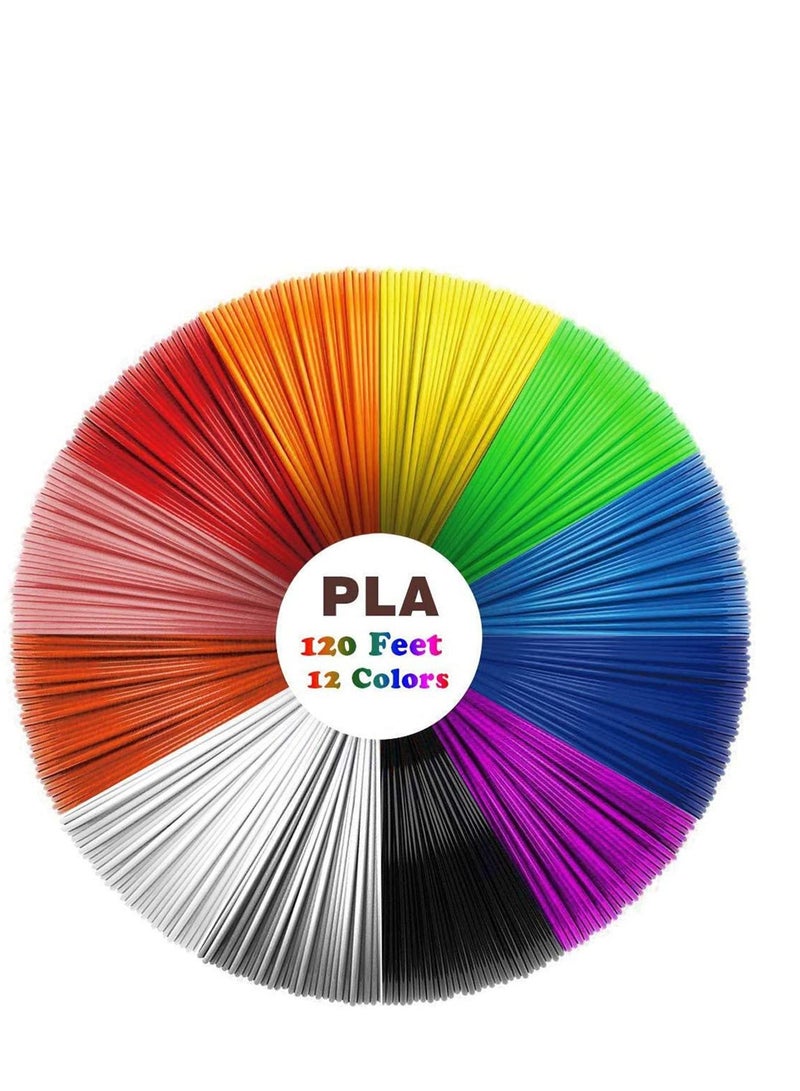 3D Pen Filament Refills PLA 12 Colors 1.75mm 10 Feet per Color Total 120 High Quality Printing Printer for Most Intelligent - Image 1