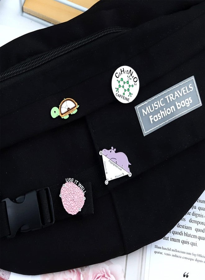 FLYPARTY 4 Pcs Cute Enamel Lapel Pins Sets Cartoon Animal Plant Flowers Brooches Pin Badges for Clothing Bags Backpacks Jackets Hat Party Favors Decoration (Chemical Molecules) - Image 3