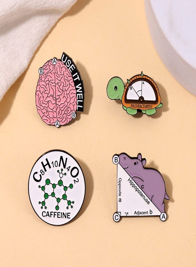 FLYPARTY 4 Pcs Cute Enamel Lapel Pins Sets Cartoon Animal Plant Flowers Brooches Pin Badges for Clothing Bags Backpacks Jackets Hat Party Favors Decoration (Chemical Molecules) - Image 4