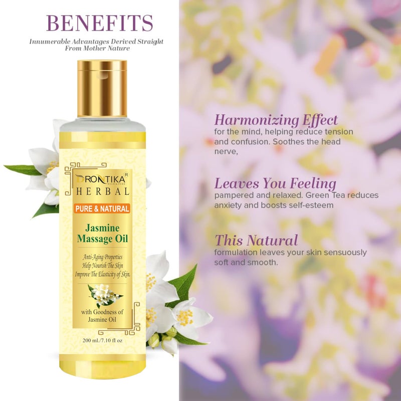 Drontika Herbal Jasmine massage Oil (Enriched With Almond oil,Olive oil, Jojoba oil, Sesame oil and Vitamin E)-200ml Pack Of 2 - Image 2