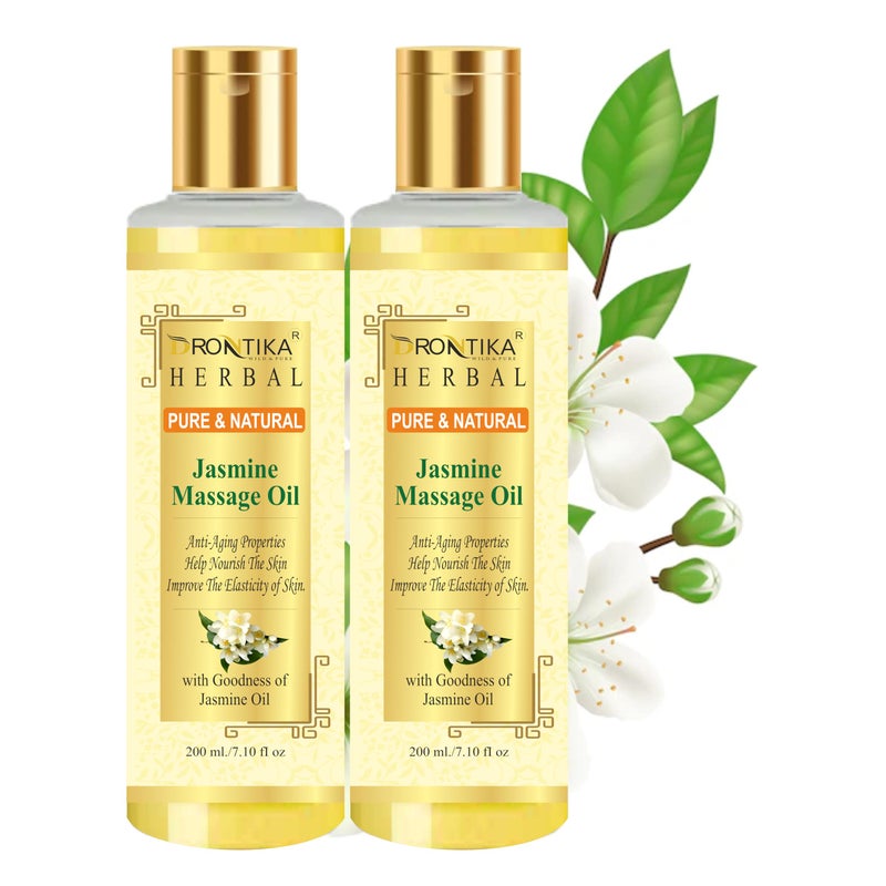 Drontika Herbal Jasmine massage Oil (Enriched With Almond oil,Olive oil, Jojoba oil, Sesame oil and Vitamin E)-200ml Pack Of 2 - Image 1