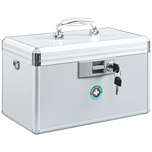 KYODOLED Large Medication Lock Box, Locking Medicine Safe with Key, Ideal for Secure First Aid and Drug Storage, White, 13.9'' x 7.8'' x 8.6'', Theft-Resistant Design - Image 1