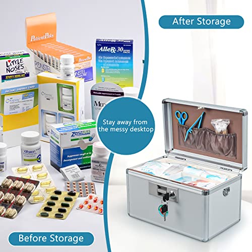 KYODOLED Large Medication Lock Box, Locking Medicine Safe with Key, Ideal for Secure First Aid and Drug Storage, White, 13.9'' x 7.8'' x 8.6'', Theft-Resistant Design - Image 2