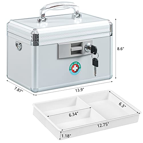 KYODOLED Large Medication Lock Box, Locking Medicine Safe with Key, Ideal for Secure First Aid and Drug Storage, White, 13.9'' x 7.8'' x 8.6'', Theft-Resistant Design - Image 3