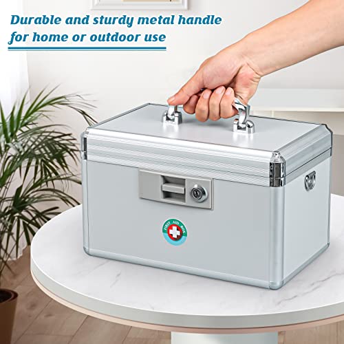 KYODOLED Large Medication Lock Box, Locking Medicine Safe with Key, Ideal for Secure First Aid and Drug Storage, White, 13.9'' x 7.8'' x 8.6'', Theft-Resistant Design - Image 5