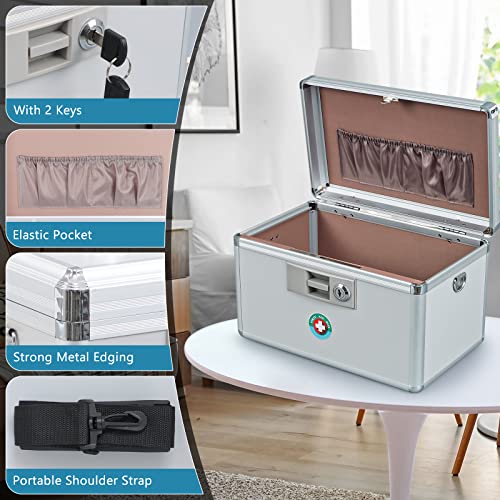 KYODOLED Large Medication Lock Box, Locking Medicine Safe with Key, Ideal for Secure First Aid and Drug Storage, White, 13.9'' x 7.8'' x 8.6'', Theft-Resistant Design - Image 4
