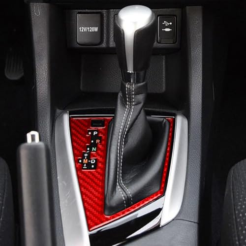 PJFUS 1pc Real 3k Red Carbon Fiber Car Center Console Gear Shift Panel Transmission Cover Kit Sticker Auto Interior Accessories Compatible with Toyota Corolla/Levin 2014 2015 2016 2017 2018-Type B - Image 2