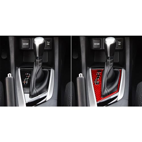 PJFUS 1pc Real 3k Red Carbon Fiber Car Center Console Gear Shift Panel Transmission Cover Kit Sticker Auto Interior Accessories Compatible with Toyota Corolla/Levin 2014 2015 2016 2017 2018-Type B - Image 4